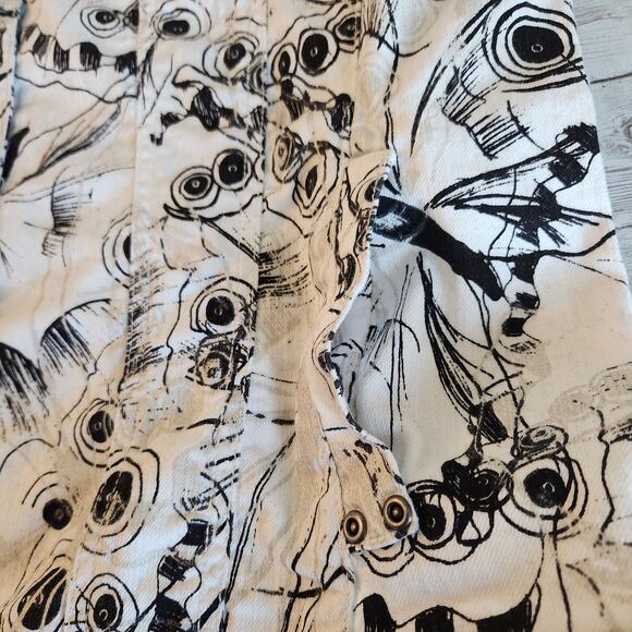 Chicos Platinum Patterned Jean Jacket Black White Cream Size 3 (16) - Picture 6 of 9